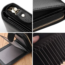 Credit Card Holder - ZGEER - Genuine Leather - Black - RFID - 12x8x4cm