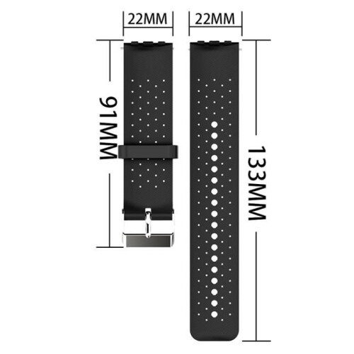 Replacement silicone strap, black band for Polar Vantage M 2