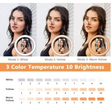 Anneau lumineux ZGEER : 3 modes d’éclairage, 10 niveaux de luminosité, trépied et télécommande inclus.