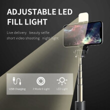 L03S Bluetooth Selfie Stick Aluminum Alloy Rod Telescopic Tripod with Fill Light - White