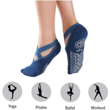 2 Pairs of Yoga Socks, Non-Slip Pilates Socks for Yoga Barre Ballet Fitness (Red, Blue)