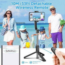 3-in-1 Selfie Stick, Extendable Selfie Stick, Adjustable Monopod with Detachable Remote for iPhone