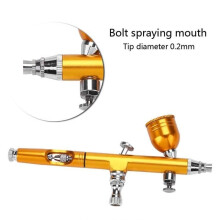 Pistolet aérographe pour peinture artistique, tatouage, peinture, décoration d'ongles et de gâteaux, doré, 0,2 mm