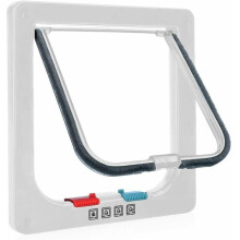 Cat flap for cats, 4-way manual locking, energy-saving, draft-resistant, practical, small dog, easy to install and