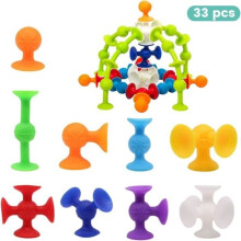 Ensemble de 33 jouets à ventouses en silicone, objets décoratifs, jouets anti-stress, jouets à ventouses multicolores pour des jeux