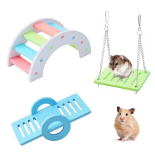 3 jouets pour hamster, pont arc-en-ciel et balançoire, jouets d'escalade et de jeu, accessoires pour cage à hamster à monter soi-même