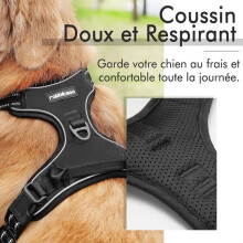 Dog Harness/No-Pull Dog Harness - Black, Size XL -- Adjustable, Reflective, Breathable Material, Label