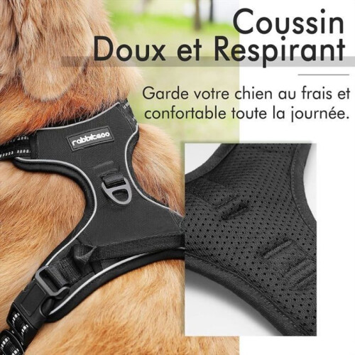 Dog Harness/No-Pull Dog Harness - Black, Size XL -- Adjustable, Reflective, Breathable Material, Label 2