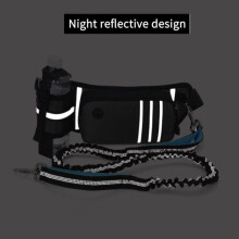 Laisse mains libres pour chien avec sac de ceinture, 120-170 cm, idéale pour la course et les promenades - Noire