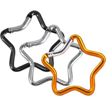 (48484) Lot de 3 mousquetons en forme d'étoile - Fabriqués en aluminium - Design original - Mousquetons métalliques à ressort -