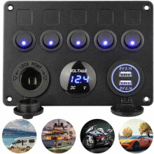5 Gang Rocker Switch Panel, Rocker Switch Panel, Electrical Panel for Boat, Car, Waterproof, 12V/24V, Truck, SUV