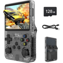 Console de jeux portable rétro R36S, écran 3,5 pouces, 128 Go de stockage, plus de 40 000 jeux, batterie 3 500 mAh