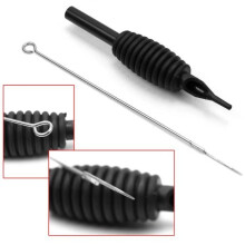 5x Manchons d'aiguilles de tatouage jetables noirs 9RL 14,2 x 2 cm Neufs
