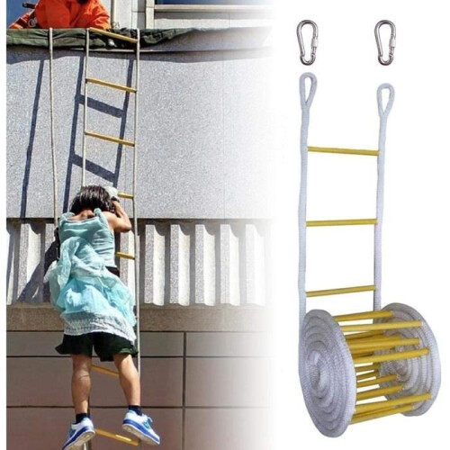 Échelles de secours de 5 m avec mousquetons, échelle de secours pliable en corde - Échelles d'évacuation incendie de 5 m 1