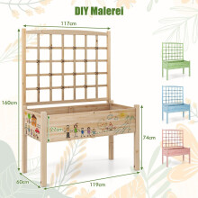 Jardinière surélevée avec treillis, 119 x 60 x 160 cm, jardinière en bois