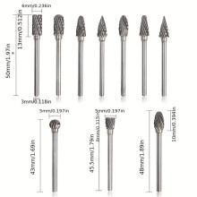 Conjunto de 20 Brocas de Carboneto de Tungstênio para Rebarbação e Polimento de Precisão - Corte Duplo, Compatível com Ferramentas Rotativas