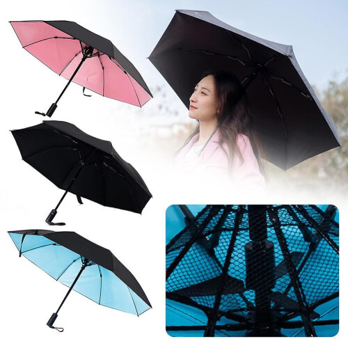 (E) 2 in 1 Sunscreen Umbrellas with Fan, Multi-Function High-density Umbrellas, for Outdoor Activities 1