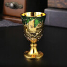 (GoldGreen)Taza de licor contemporánea de latón con diseño único para bar en casa y ocasiones especiales