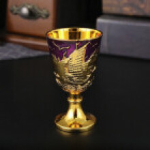 (GoldPurple)Taza de licor contemporánea de latón con diseño único para bar en casa y ocasiones especiales