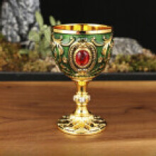 (Gold Green)Taza pequeña de licor de metal con estilo retro creativo para regalo o entretenimiento en el hogar