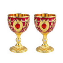 (GoldRed)Vasos de aleación dorada roja con elegante diseño calado para ocasiones especiales
