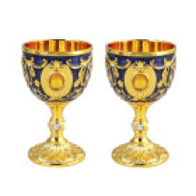 (DeepBlueGold)Vasos de aleación dorada roja con elegante diseño calado para ocasiones especiales