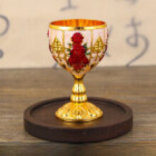 (GoldWhiteFlower)Taza de licor moderna simple con detalles metálicos para bar personal y coleccionistas