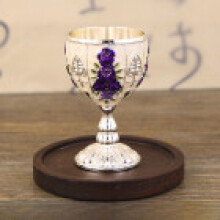 (SilverWhitePurpleFlower)Taza de licor moderna simple con detalles metálicos para bar personal y coleccionistas