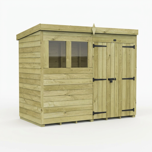 8 x 4 Pent Shed Tanalised (Double Door, With Windows) 1