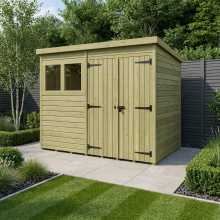 8 x 4 Pent Shed Tanalised (Double Door, With Windows)