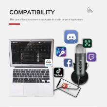 Professionelles USB-Mikrofon für Aufnahmen, Podcasts, Gaming, Voice-Overs und mehr, verschiedene Richtcharakteristiken, Plug & Play