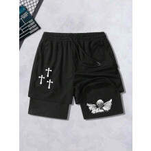 (Style B,S)Casual Shorts For Men Summer Polyester Stretchable Breathable Lounge Wear