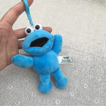 (Blue) 10cm Sesame Street Elmo Cookiemonster Cute Plush Soft Stuffed Cartoon Toys Dolls Kids Gift Keychain Pendant Decoration