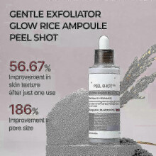 (1pc, A) Peel Shot Glow Rice Ampoule Duo - White & Black Rice Exfoliating Scrub for Face & Body, Dead Skin & Blackhead Remover for All Skin Types