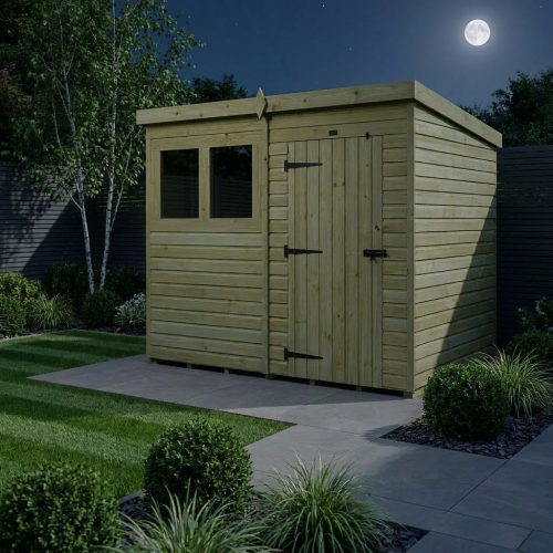 8 x 4 Pent Shed Tanalised (Single Door, With Windows) 2