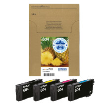 Epson 604 Pineapple, Genuine Multipack, Eco-Friendly Packaging, 4-Colours Ink Cartridges