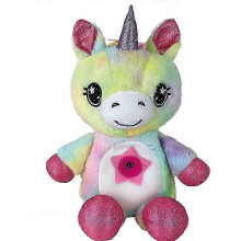 (With music, Colorful unicorn) Children's animal starry sky projection lamp sleeping lamp doll projection lamp 25-26s