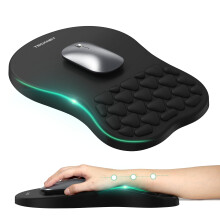 TECKNET Mouse Mat Wrist Support with Massage Design– Ergonomic 8 Wrist Rest Mouse Pad, Non-Slip PU Base, Smooth Lycra Surface, Waterproof Mousepad