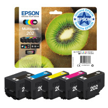 Epson 202 Kiwi Genuine Multipack, 5-colours Ink Cartridges, Claria Premium Ink, Black/Yellow/Magenta/Cyan, Standard Capacity