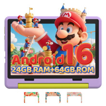 Gleeso Kids Tablet 10 inch Android 16, 24GB RAM+64GB ROM, Child Tablet 1280 * 800 IPS, 5MP+8MP Camera, 6000mAh, WiFi 6/BT 5.3, Parental Control, Todd