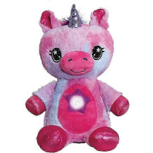(With music, Purple Unicorn) Children's animal starry sky projection lamp sleeping lamp doll projection lamp 25-26s