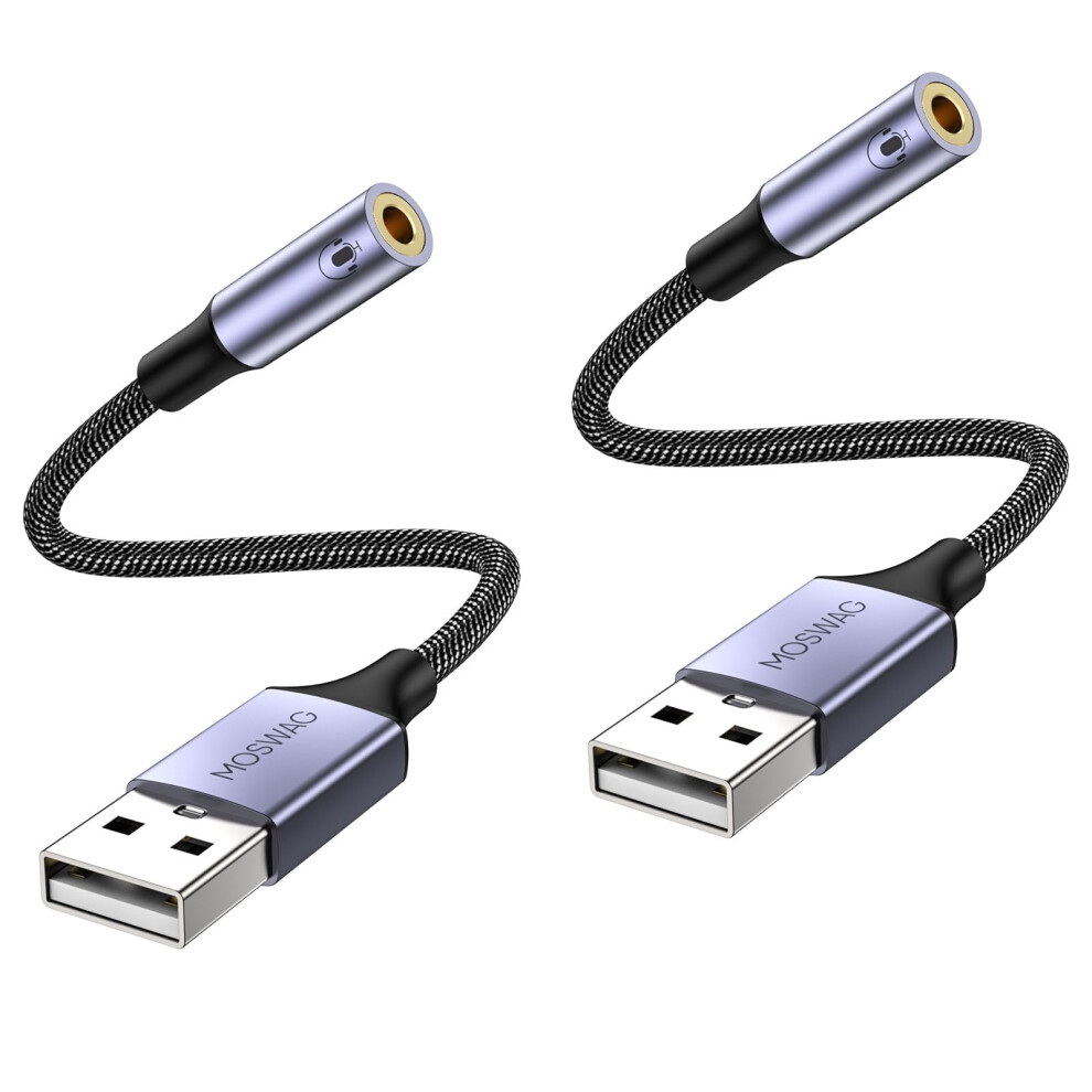 Photos - Keyboard MOSWAG USB to Audio Jack Adapter ,External Sound Card Jack Audio Adapter with 3.5mm Aux Stereo Converter Compatible(2 Pack)