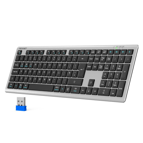 TeckNet TECKNET Wireless Keyboard 2.4GHz Bluetooth Rechargeable for Multi Device