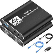 Video Capture Card, USB 3.0 Audio Video Capture Card, 4K HDMI Capture Card HDMI Loop-Out, 1080P 60FPS/2K 30FPS Video Game Capture for Streaming,