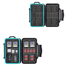 JJC 27 Slot Memory Card Case - Water-Resistant Holder for SD, Micro SD, SDHC, SDXC & TF Cards with USB 3.0 Reader, Carabiner & Removal Tool