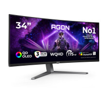AOC AG346UCD 34 inch UW-QHD Monitor Curved, 175Hz, QD-OLED Panel, 0.03ms GtG, Adaptive Sync, HDR400 TrueBlack, FreeSync Premium, G-Sync Comp., Speake