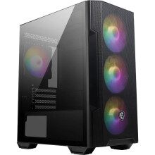 MSI MAG FORGE M100R Midi Tower Gaming Computer Case 'Black, 3x 120mm ARGB PWM Fans, 1x 120mm Fan, 1-6 ARGB Hub, Tempered Glass, MSI Center, mATX, min