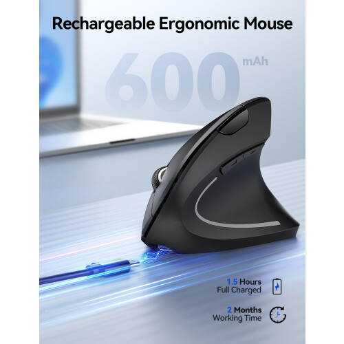 TeckNet TECKNET Vertical Ergonomic Mouse, 2.4G Wireless Rechargeable 1