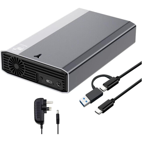 ModusTech 3TB Desktop External Hard Drive (NOT-PORTABLE) USB-C/USB 3.1 5Gbps—High-Speed HDD Plug & Play for PC, Mac, Windows, Laptop & Console, Back