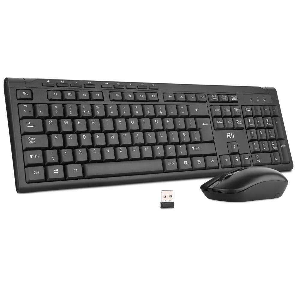 Photos - Keyboard Riitek Rii RK211 Wireless  and Mouse,Standard Full Size Wireless Keyboard and Mouse Set for Work Office Home UK Layout (Bat 